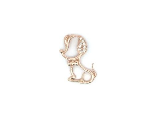18K Rose Gold Dog Pendant with Pavé-Set Natural Diamonds in Outline Design